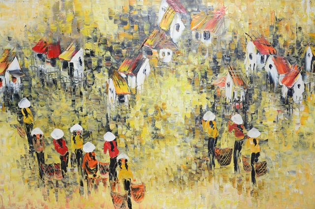 Tranh Sơn Dầu Chợ Vùng Cao